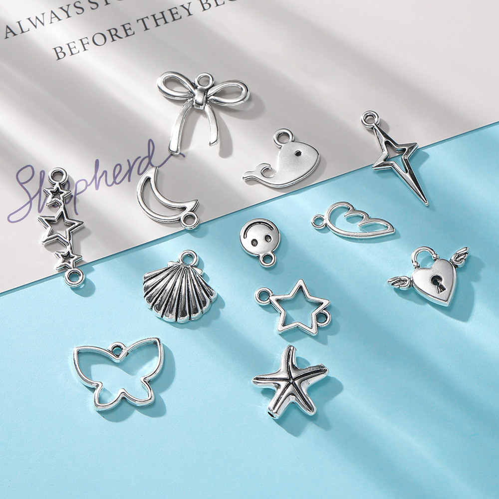 St.kunkka 4-10Pcs Zinc Alloy Electroplating Heart Butterfly Star Pendant for Handmade Jewelry Making