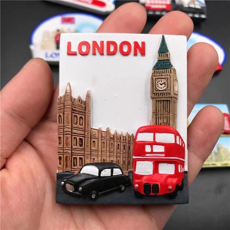 Refrigerator Magnet British Travel Commemorative Collection Resin Hand-Painted Three-Dimensional Embossed Big Notebook Clock Refrigerator Magnet London Bridge Creative Mag