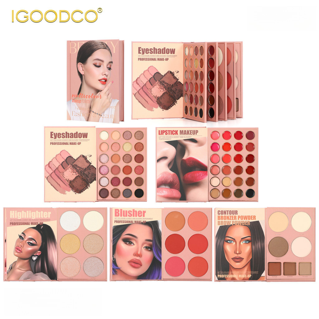 IGOODCO Eye Shadow, Lip Gloss, Highlight, Blush – Multifunctional Book Shape