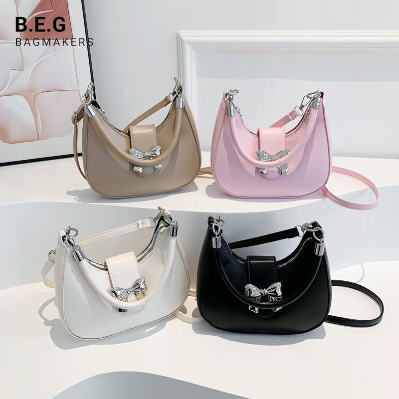 B.E.G Fashion Underarm Bag Women Bow Elegant Bag Handbag Casual Girls Sling Shoulder Crossbody Bag Tote Bag murah