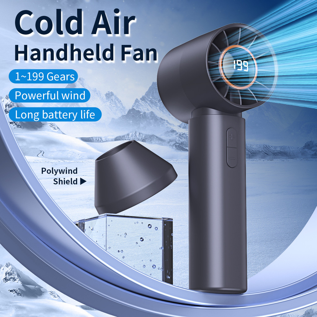 Kipas Mini 2025 New Handheld High-speed Mini Fan USB Charging Portable Bladeless Turbo Fan with Wind Hood Kipas