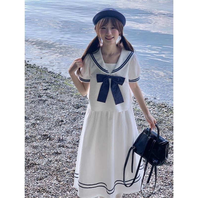 现货 jk水手服套装海军领蝴蝶结衬衫上衣小洋装ootd淡人穿搭半身裙jk水手服套装海军领蝴蝶结衬衫上衣小洋装ootd淡人穿搭半身裙