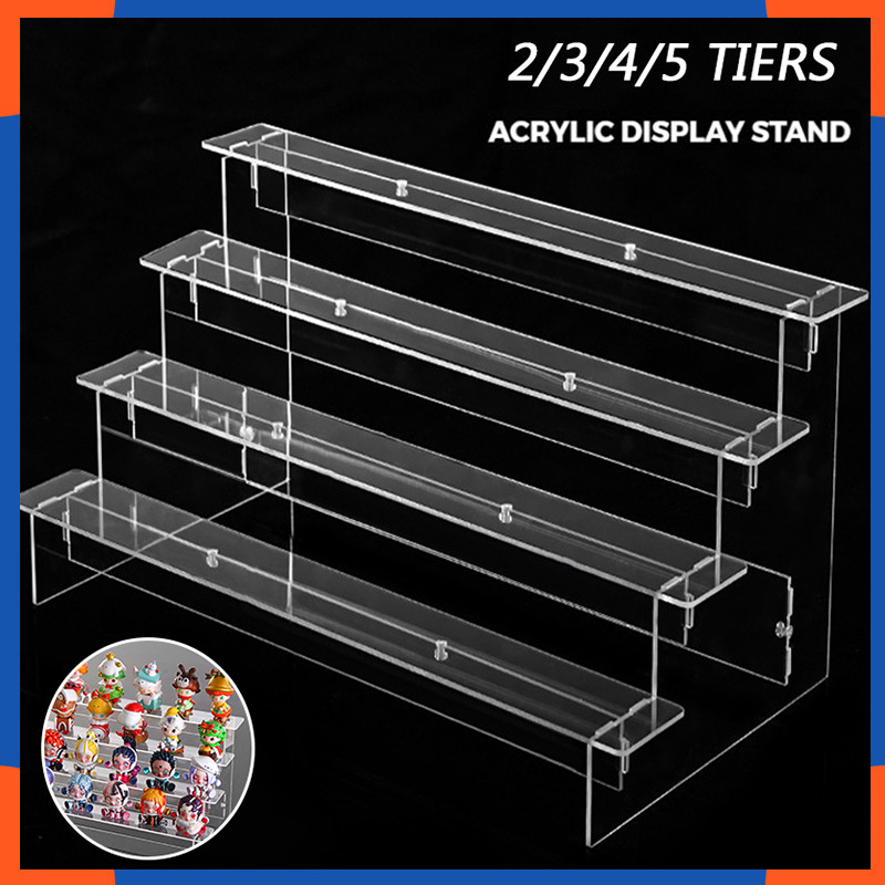 2/3/4/5 Tier  Acrylic Display Stand Toy Cosmetics Showcase Anime Handicraft Car Model Transparent Ladder Shelf