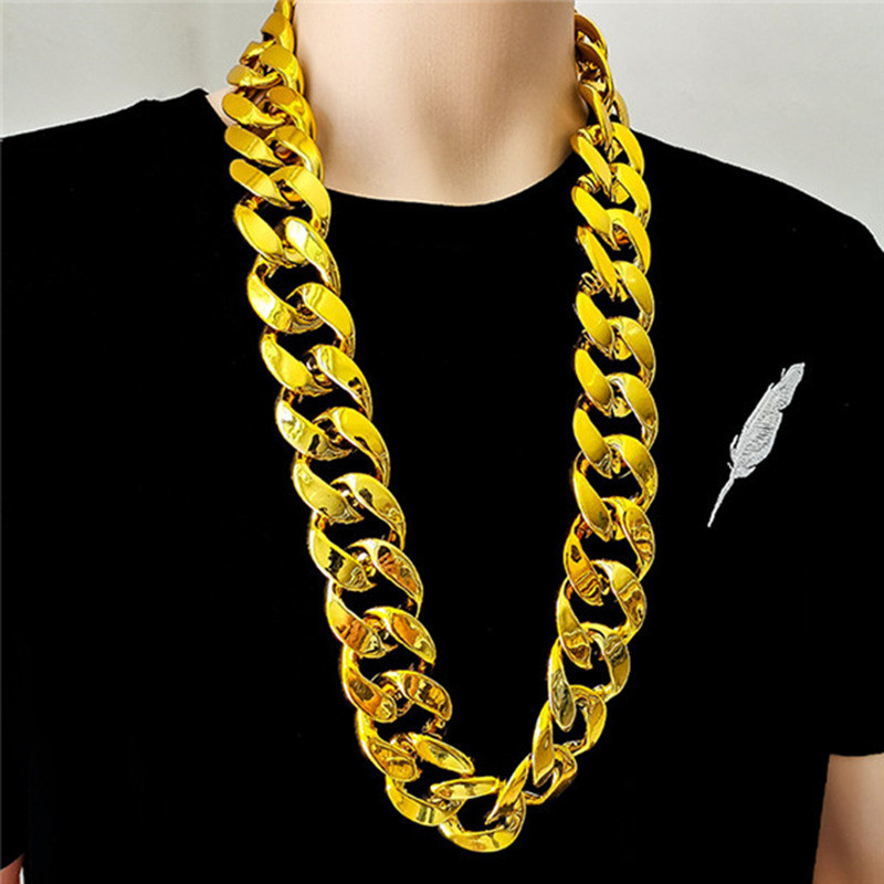 Simulation Gold Necklace Performance Funny Chain Big Gold Male Influencer Plastic Personality Hip Hop Props Exaggerated Accessories Local Tyrant