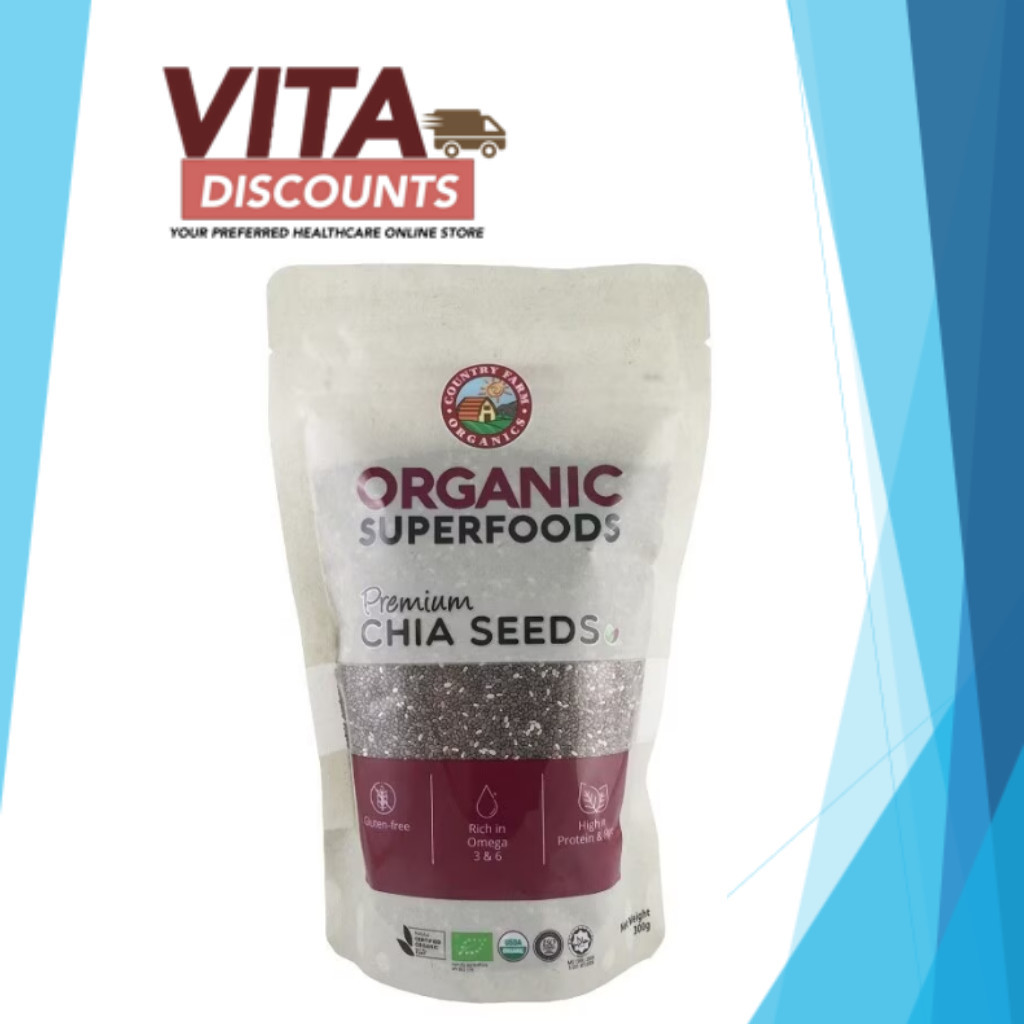 COUNTRY FARM ORGANICS CHIA SEEDS 300G PACK-OF-1/2/3 EXP08/2026