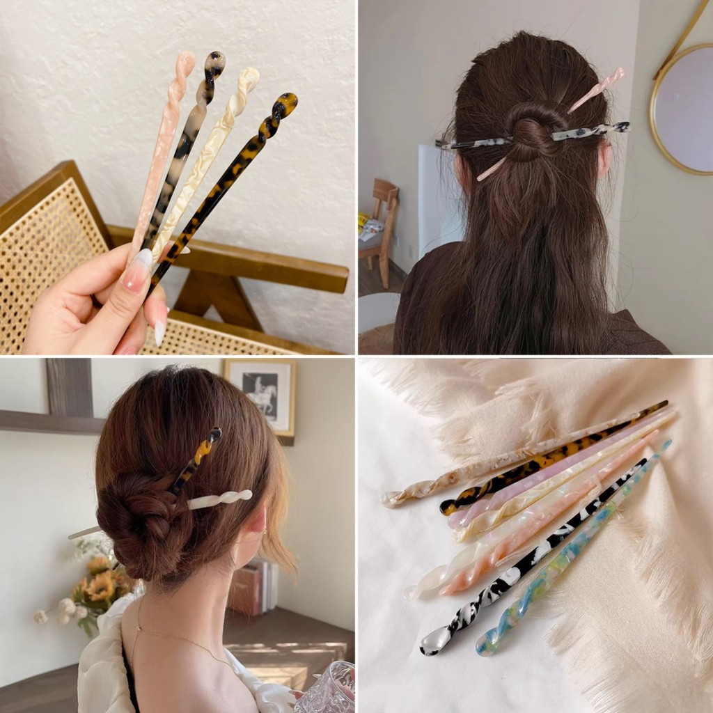 1Pcs Vintage Multicolor Acetate Hair Sticks Fashion Chopsticks Shape Hair Clips For Women Hair Accessories Gifts