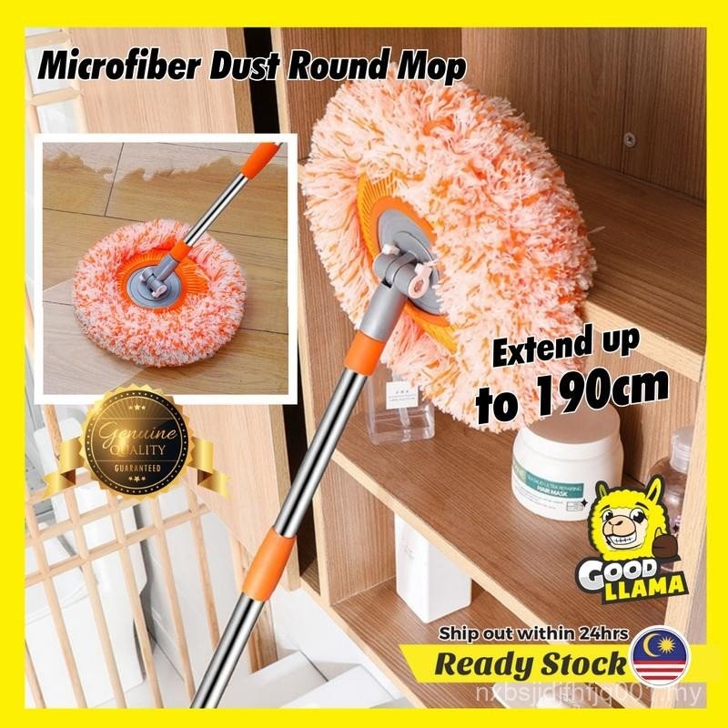 GOOD LLAMA Orange Extendable Microfiber Dust Sunflower Mop Rotating Head Removable Cloth Mop Lantai