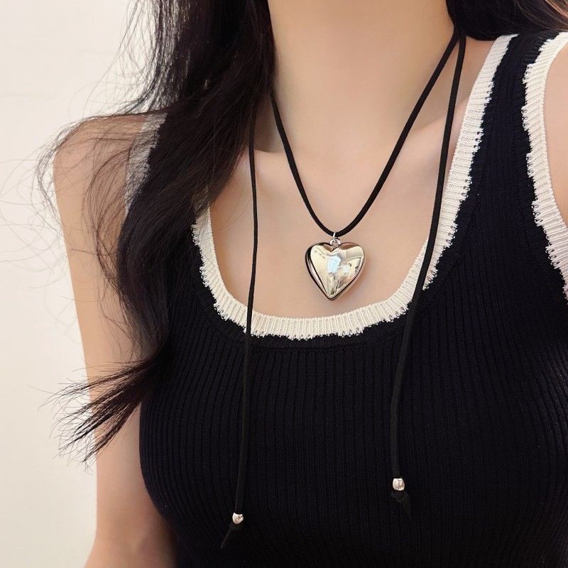 JUSHI Pull-out Adjustable Heart Female Heart Pendant Necklace Fashion Jewelry Holiday Gift Accessories