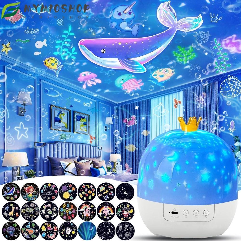 MIOSHOP Star Galaxy Projector, 360 Rotating Gifts Night Lights for Kids, Ocean 21 Sets of Films Home Decoration Lamp Ceiling