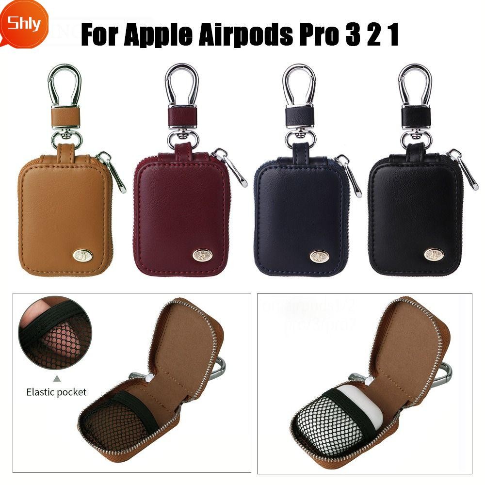 SHLY Protective , Portable Shockproof Leather Cover, Bluetooth Earphone Accessories Anti Lost Storage Bag for Airpods 3 2 1