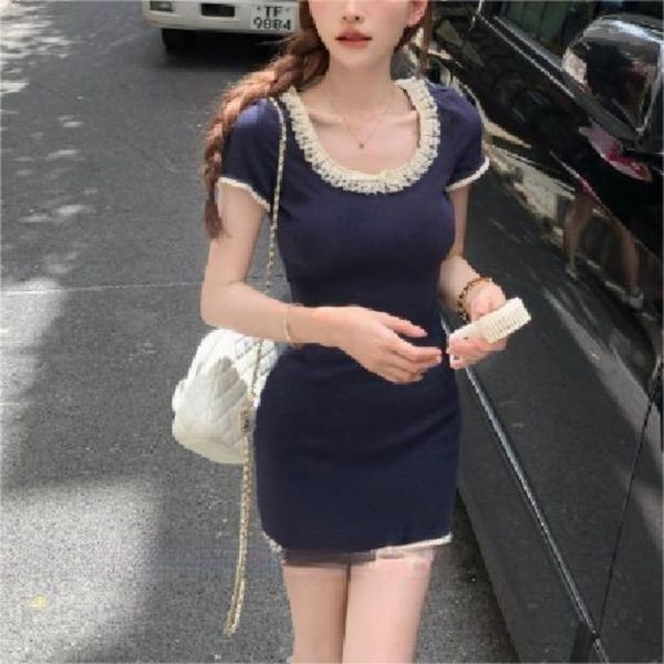 lovito dress dress sulam beach dress balletcore dress goddess dress dinner dress korean dress 2024 Show White Cherries Red Ballet Style Knitted Skinny Dress High-End Sexy Dress Pure Desire Hip Wrap