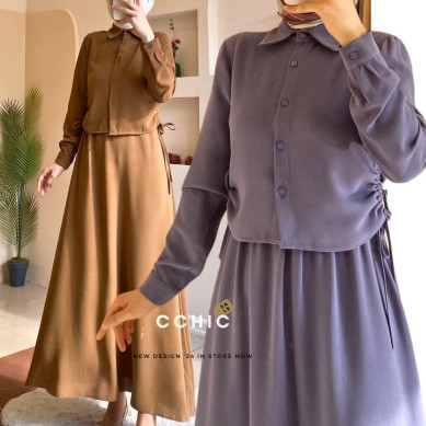 GDTIMA Baju Kurung Moden 2025 Viral Muslimah Long Sleeve Set Seluar Cotton Blouse Dress