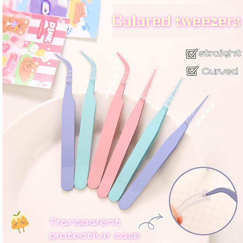 St. kunkka 100mm Stainless Steel Handmade Tweezers Macaron Color Handbook Tweezers for DIY holiday Handbook Stickers Jewelry Jewelry Making Tools