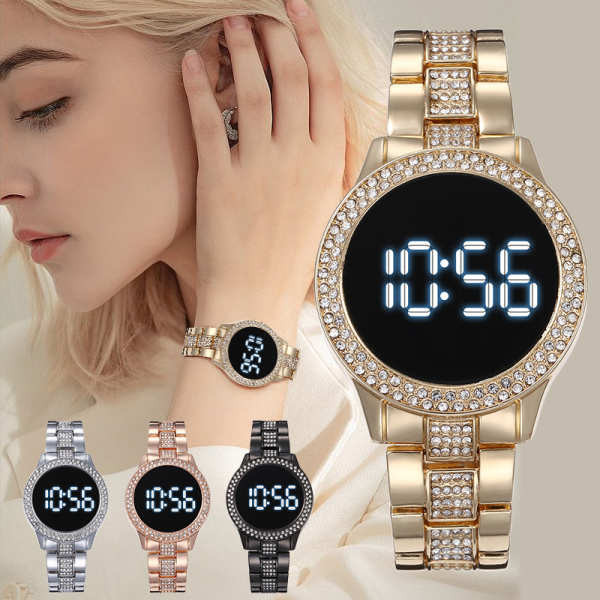 smart watch jam tangan lelaki jam tangan budak lelaki Jual Panas Double Row Drill Jam Tangan Elektronik LED Kalis Air Lelaki dan Wanita Jam Tangan Cakera Besar Lelaki Eropah dan Amerika