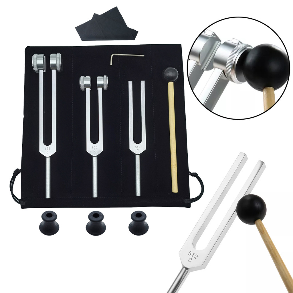 Aluminum Medical Tuning Fork 128 Hz / 256 Hz / 512 Hz Chakra Hammer Ball Diagnostic Tool for Sound Healing Therapy
