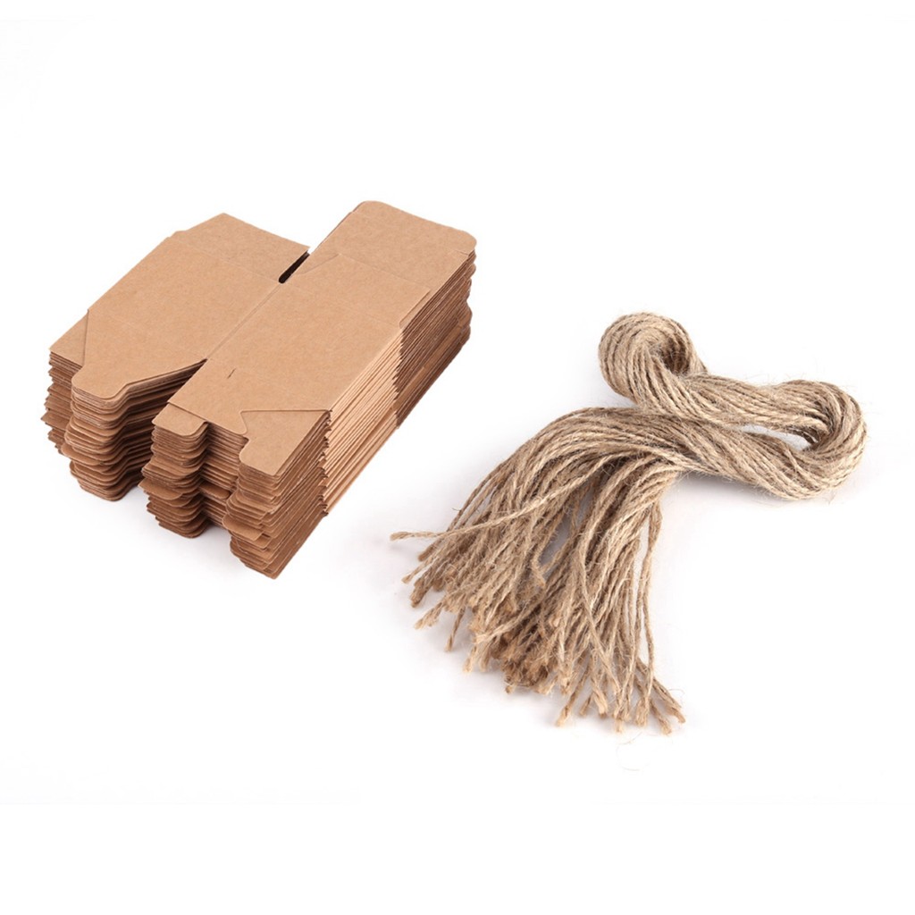 50PCS Brown Kraft Paper Square Wedding Favor Candy Chocolate Gift Party Supply Boxes