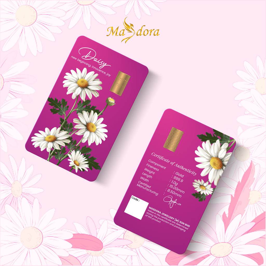 MASDORA 999.9 Gold Bar 1.00GM Flower Series ~ Daisy (EMAS 999.9/24K)