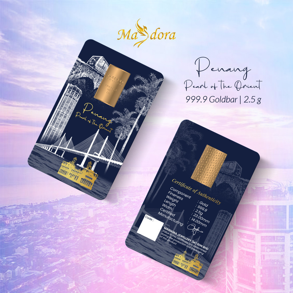MASDORA 999.9 Gold Bullion Bar 2.50GM Collection Series ~ Penang, Pearl of&hellip;