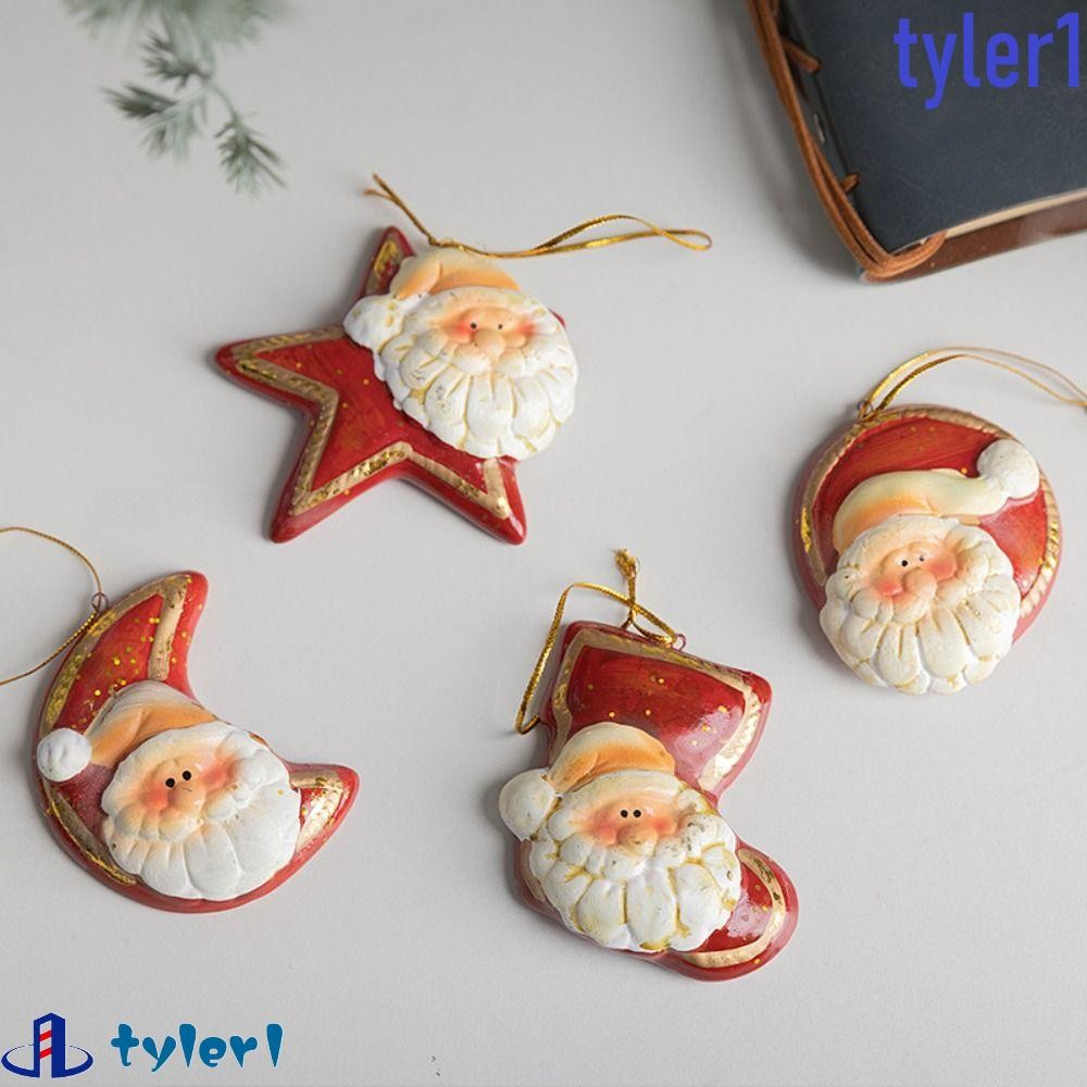 TYLER1 Christmas Tree Hanging Ornaments, Cartoon Retro Santa Claus Red Pottery Pendant, Photography Props Handcrafted Exquisite Merry Christmas Decoration Party Favors