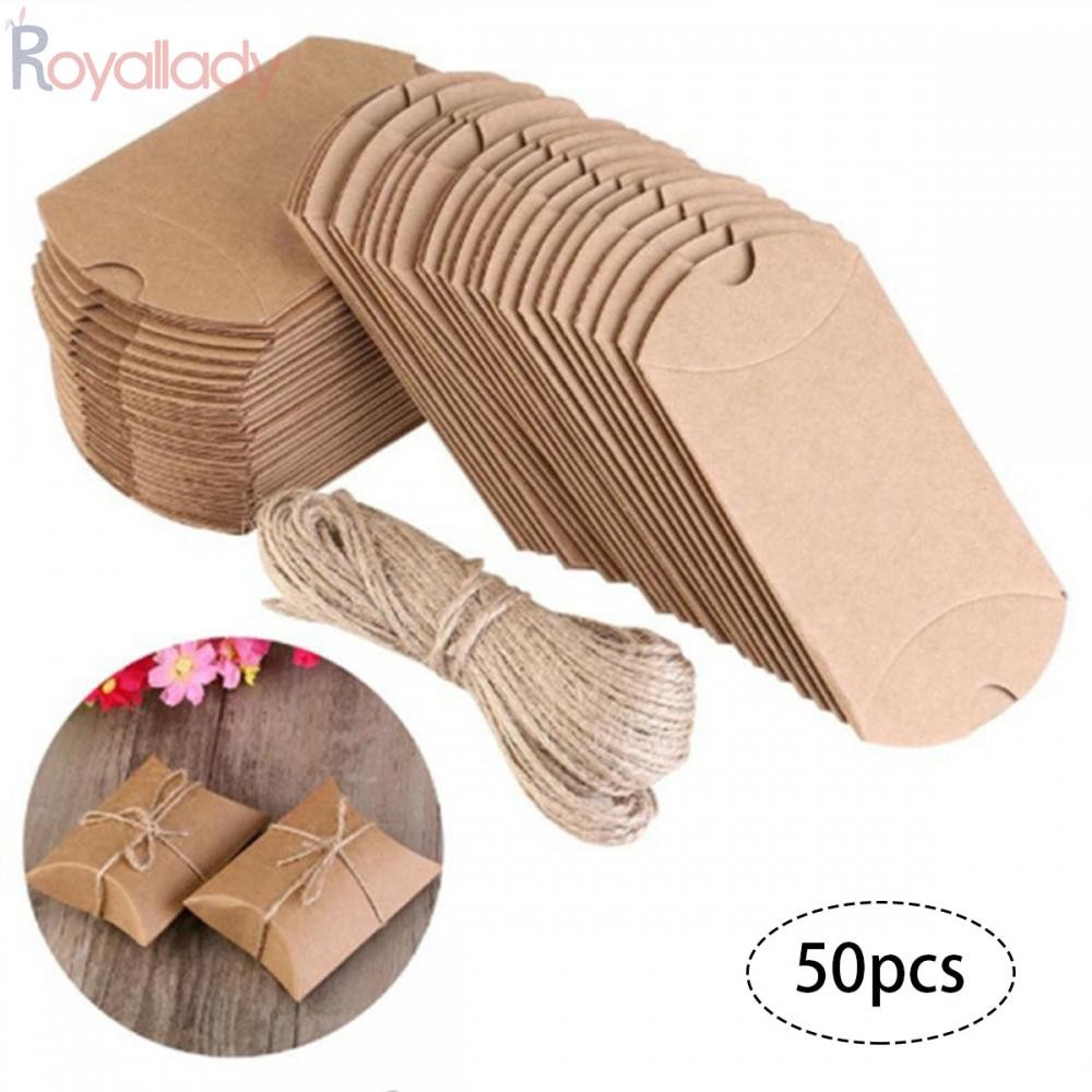 Candy box Brown 50PCS Kraft Paper Bag Packing Party Gift Wedding Favors