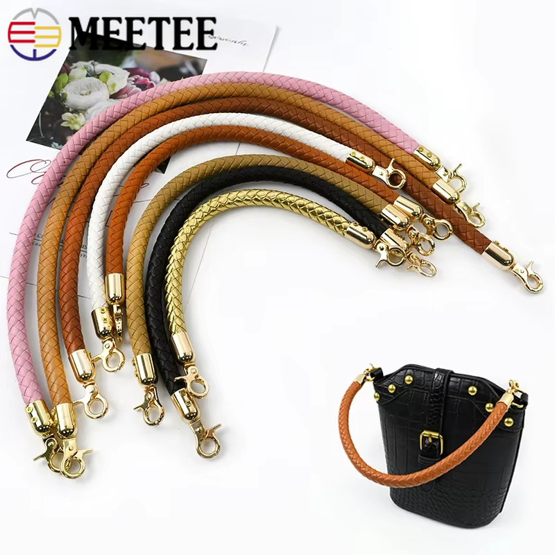 1Pc 30/40/60mm Leather Woven Handbag Handles Metal Buckle for Women Bag Purse Replace Shoulder Strap Accessories