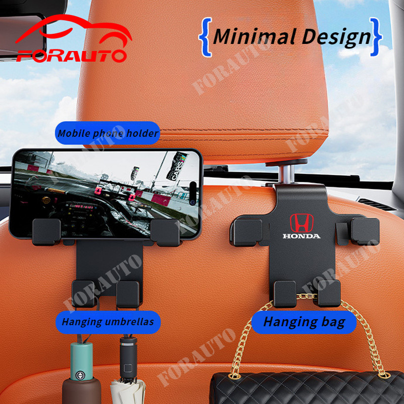 Cangkuk Barang Kereta Kerusi 2 in 1 Car Seat Double Hook Hanger, Car Hanging Storage Organizer for Handbag Purse Coat, Mobile Phone Holder for Honda Civic Jazz City Odyssey Vezel HRV CRV BRV Accord Stream