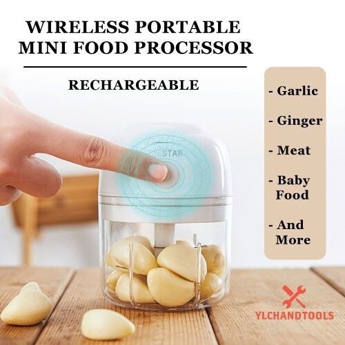 [READY STOCK] Electric Mini Wireless Portable Food Chopper Garlic Meet Vegetable Masher Grinder Crusher USB Charger