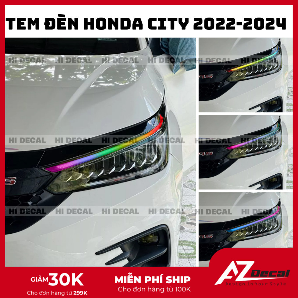 Honda City 2022-2024 car light sticker | High-quality decorative Logo stick stamp that is waterproof, fade-proof, and heat-resistant