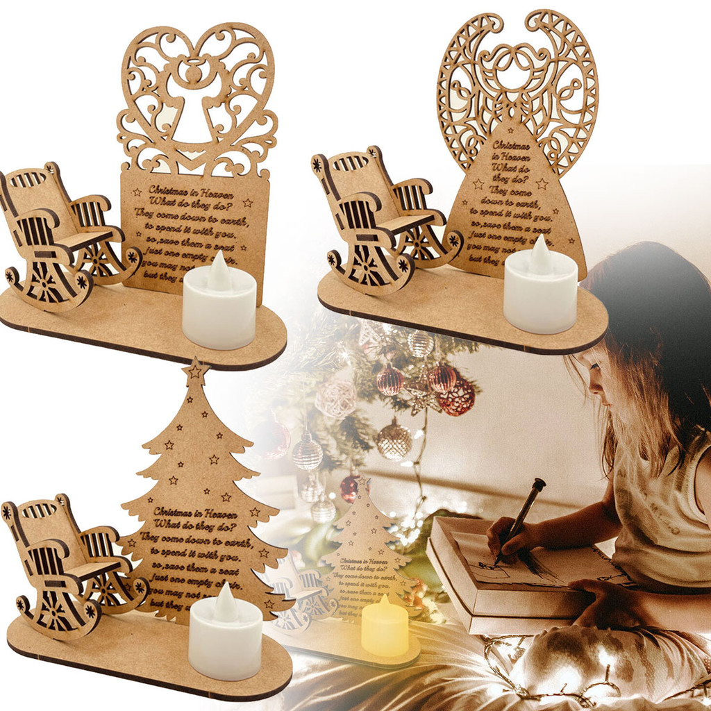1 Set Christmas Remembrance Candle Ornament Remember Ones Merry Christmas Tree Heaven Memory Tealight Candlestick Holders