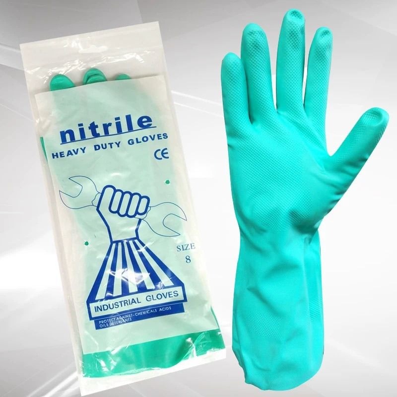Chemical Resistant Gloves Heavy Duty Thick Nitrile Gloves Bulk for Cleaning, Resist Household Acid