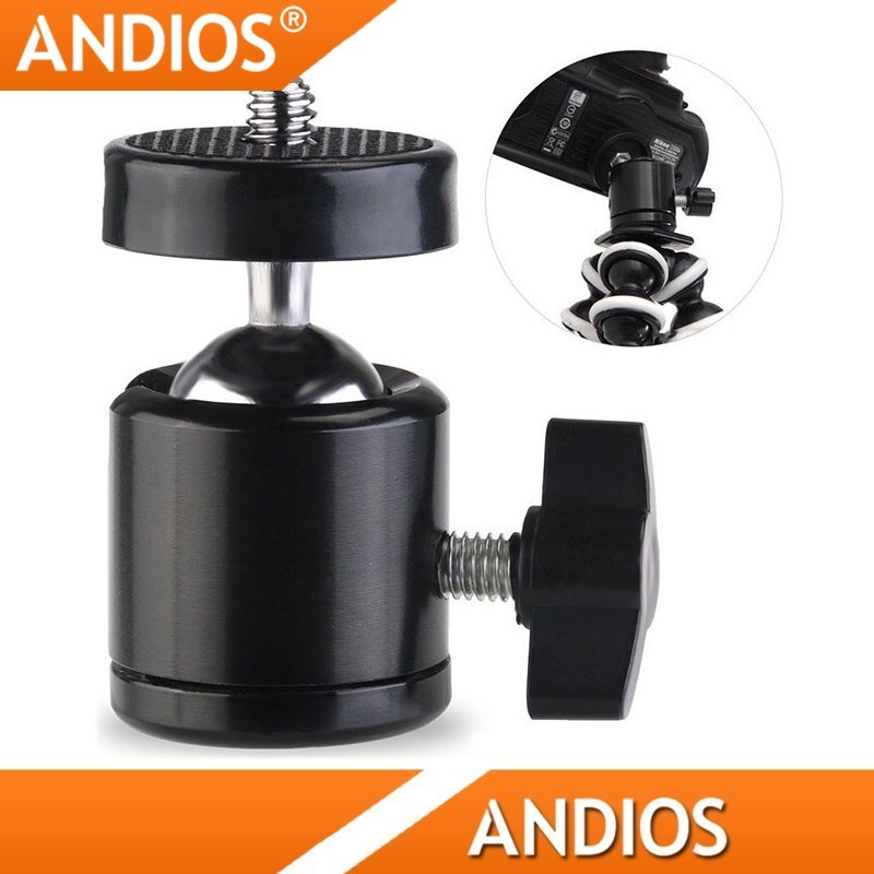 1/4" Ball Head Mount Screw Swivel DSLR Camera Tripod Monopod BallHead Penyambung Adapter Kamera Kaki Phone Holder Andios