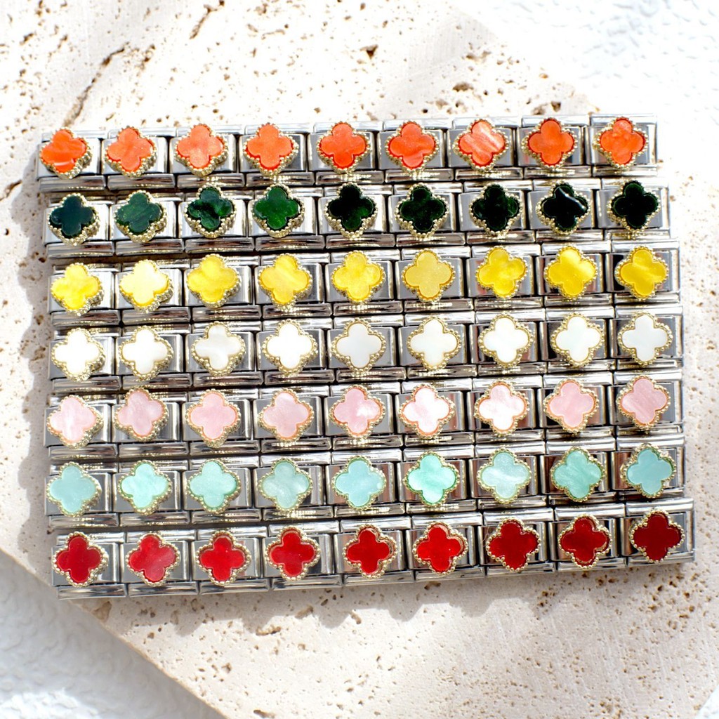 New Italian Style Modular Bracelet Four-leaf Clover Clover Lucky Grass Shaped Bracelet Link List Chain with Chain Personalized Assembly Bracelet