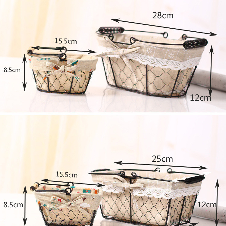 Picnic Basket Japanese Style Portable Iron Storage Basket Supermarket Shopping Basket Fruit Flower Basket Bread Basket Picnic Basket Wire Storage Basket