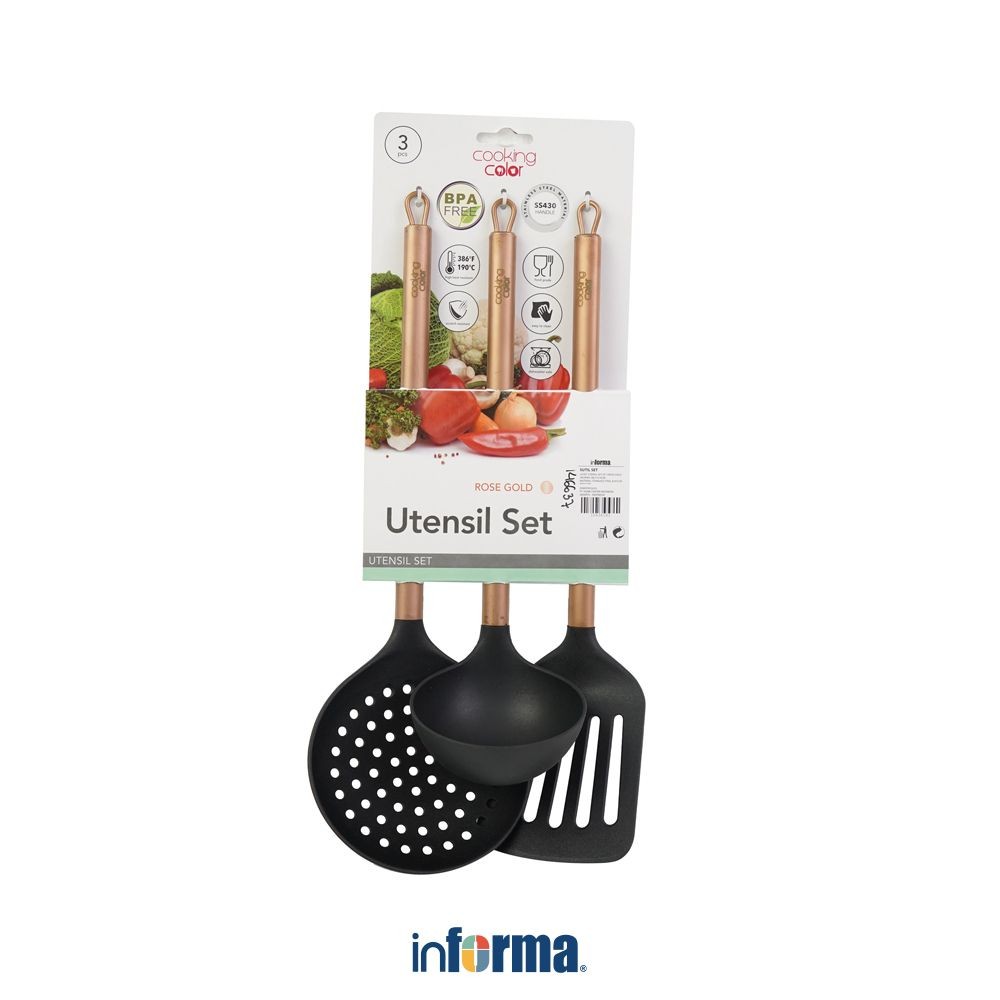 PERALATAN Informa Cooking Color Set 3 Pcs Lacey Cooking Utensils - Rose Gold Cooking Utensils Set Food Grade Cooking Utensils Spatula Sutil Soup Spoon Kitchen Supplies