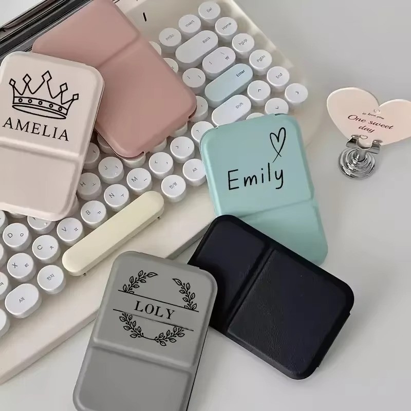 Free Custom logo Personalized Makeup Mirror Portable Unique Gift for Birthday Mother's day Wedding