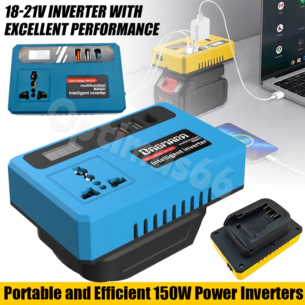 Ready🔥150W Portable Power Inverters for 20V Battery Inverter 20v to 220v Converter with Dual USB,AC Outlet and Type-C