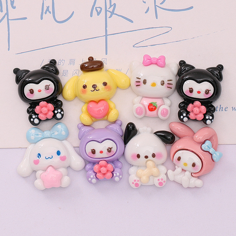 Cute Cartoon Puppy Bunny diy Cream Glue Homemade Phone Case Shoe Buckle Hair Clip Resin Jewelry Accessories Wholesale