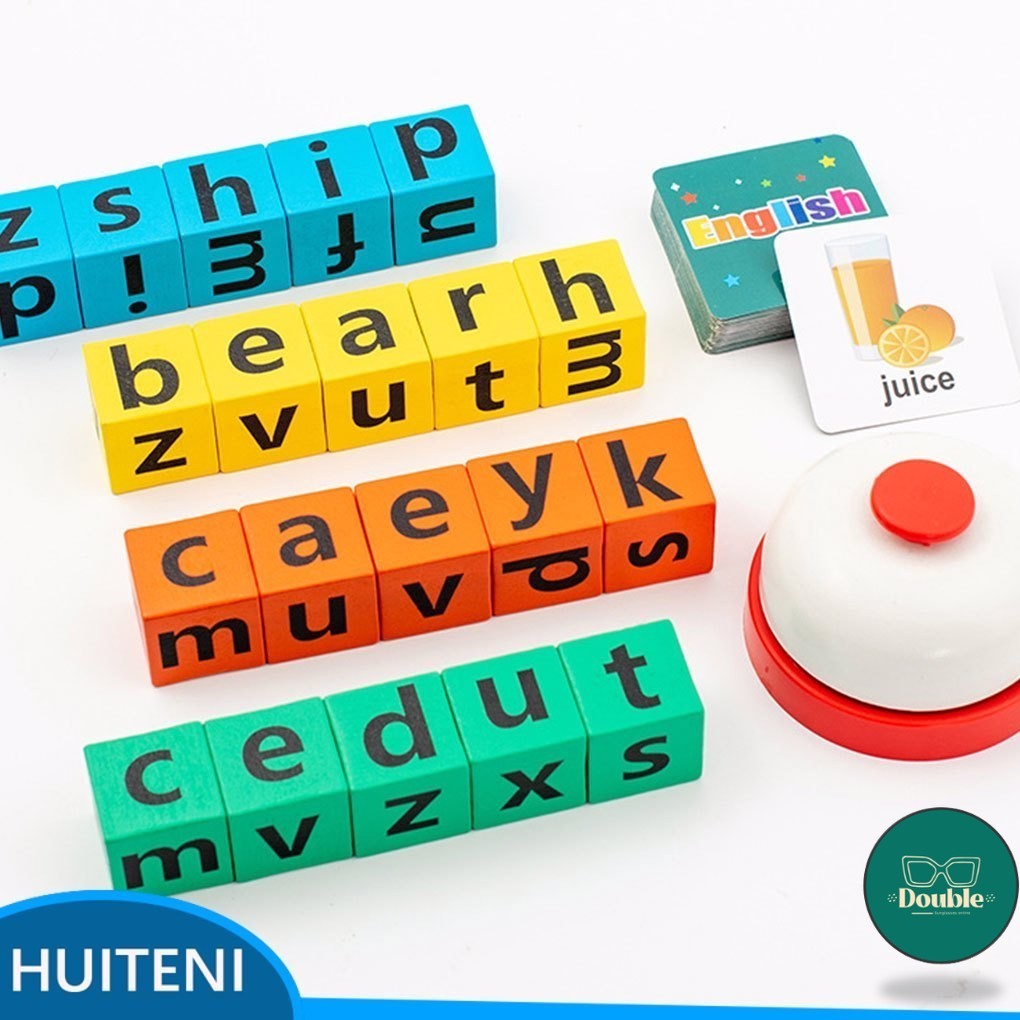 DG Wooden Word Toys Test Hand Speed Early Childhood Education Game Match Cards To Spell Out Words