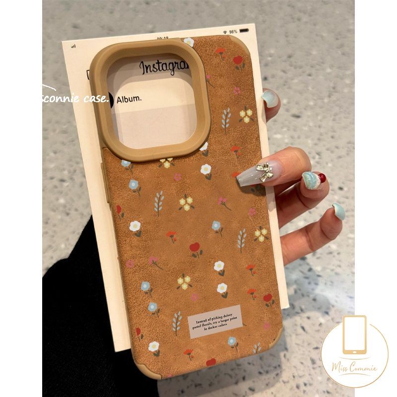 Art Cartoon Lovely Doodle Color Flowers Vintage Cover Compatible for IPhone 15 13 11 16 14 12 Pro Max 13 16 15 Plus 16 13 15 Pro Luxury Leather Feather Texture Soft Couples Case