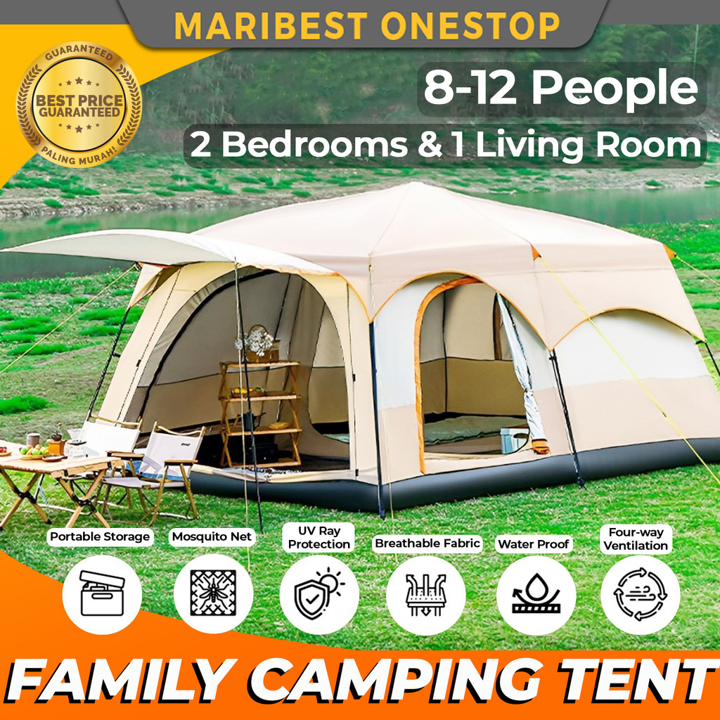 💥Original Logo💥Khemah Unta Camping Besar Family Tent Waterproof Kemah Kemah Murah Outdoor family Large 5 8 12
