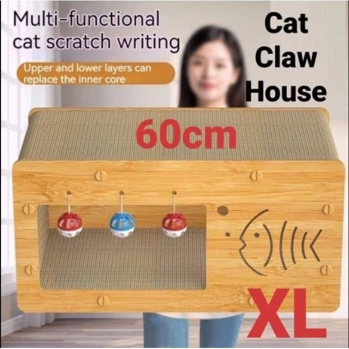 Cat Scratcher Box Scratch Pad Cardboard Pet Lounger Box Spacious Scratching Lounge Bed
