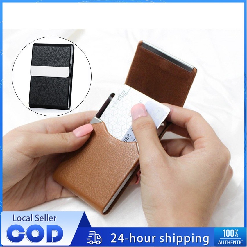 PU Leather Business Card Holder Small Pouch Case Magnet Hasp Name Tag Card Bag