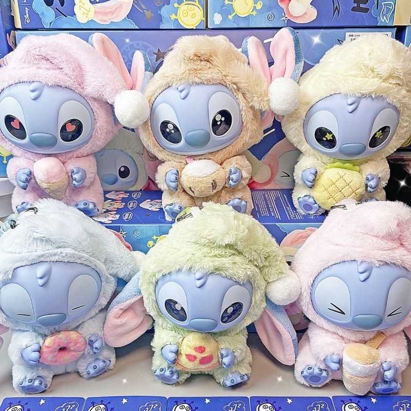 Lilo & Stitch Eat Something Before Sleep Blind Box Plush Doll Cute Pajamas Stitch Kids Toy Bag Pendant Gift