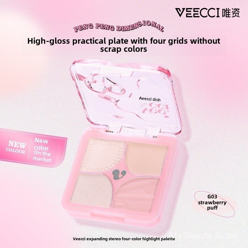 VEECCI Plastic High Gloss Construction Plate High Gloss  Natural Matte Face Brightening Plate Tear Groove Cove Face Highlight&Contour 1GF7