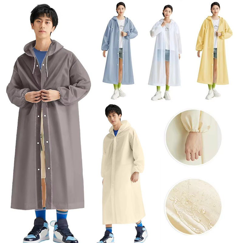 Thick EVA Adult Rain Coat Travel Rainwear Hoodie Poncho Rainsuit Waterproof Raincoat Baju Hujan 雨衣
