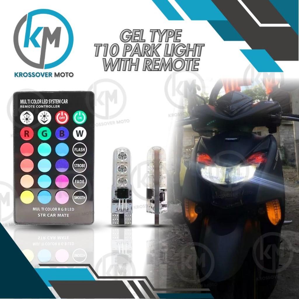 1 PAIR T10 W5W GEL TYPE PARK LIGHT WITH REMOTE FOR MOTORCYCLE CAR
