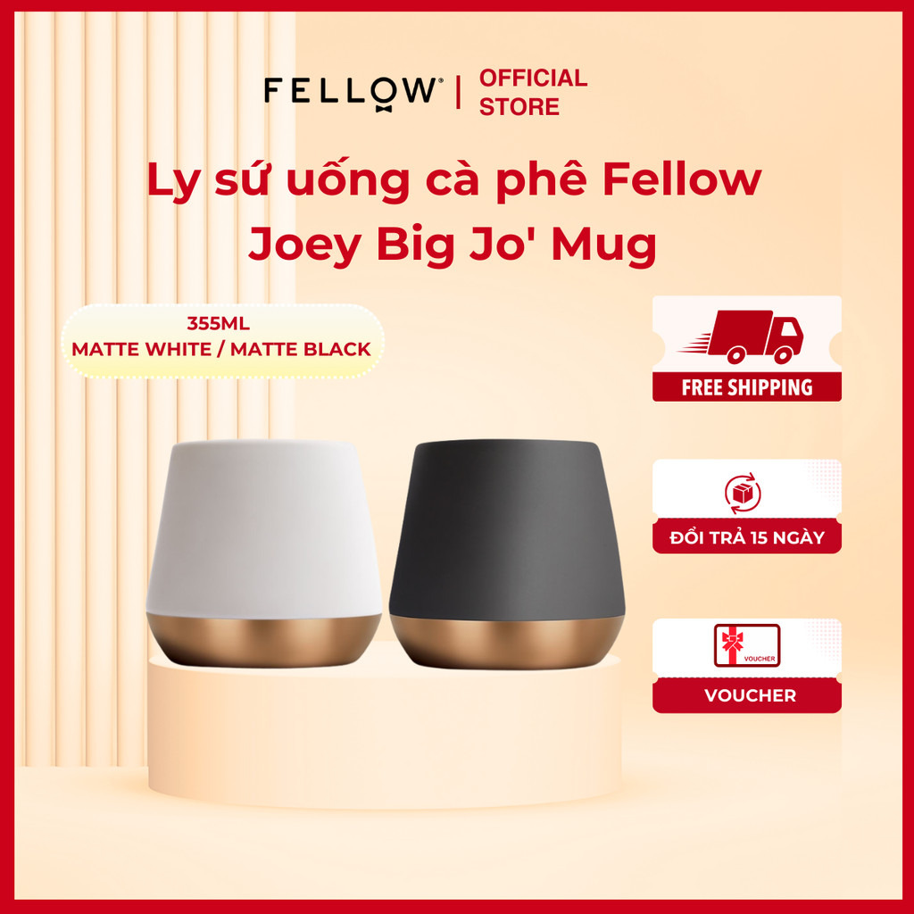 Fellow Joey Big Jo' Mug - 355ml - Matte White / Matte Black