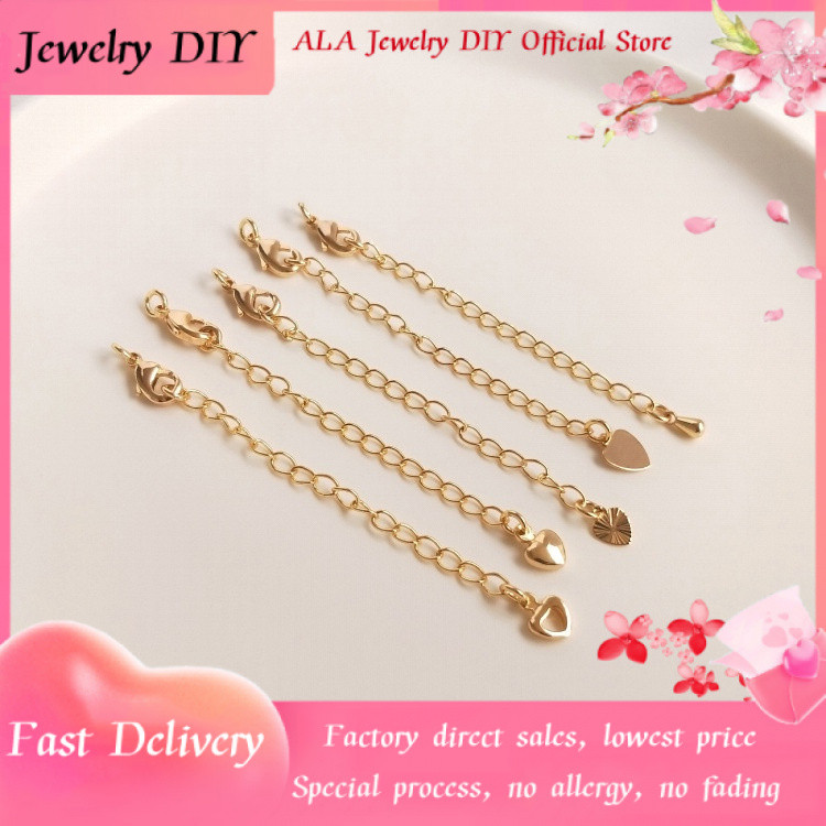 Jewelry Accessories DIY14k Gold-Plated Color-Preserving Tail Chain Extension Chain Homemade Bracelet Necklace DIY Handmade Jewelry Accessories Handmade Jewelry Materials [Necklace Extended Chain Bracelet]