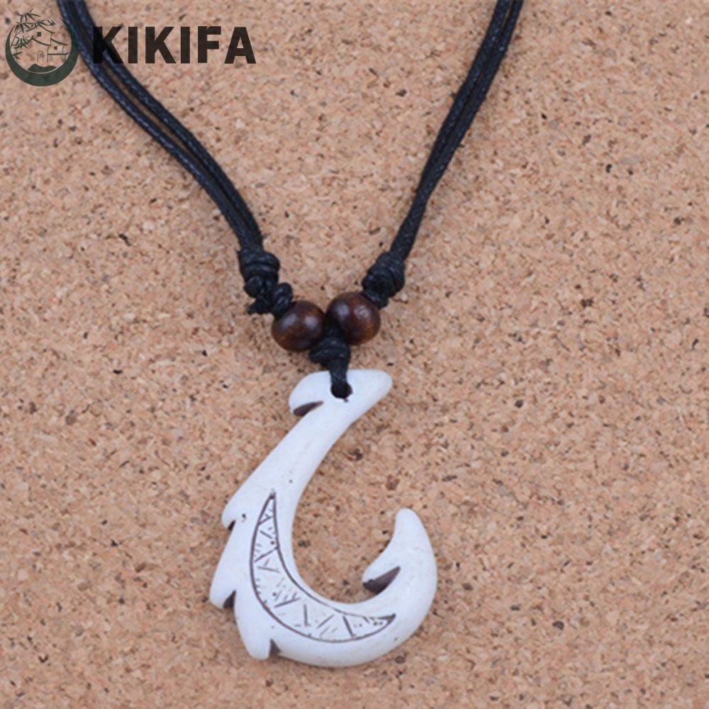 KIKIFA DIY Jewelry Wax Maori Hawaiian Ethnic Black Pendant Necklace