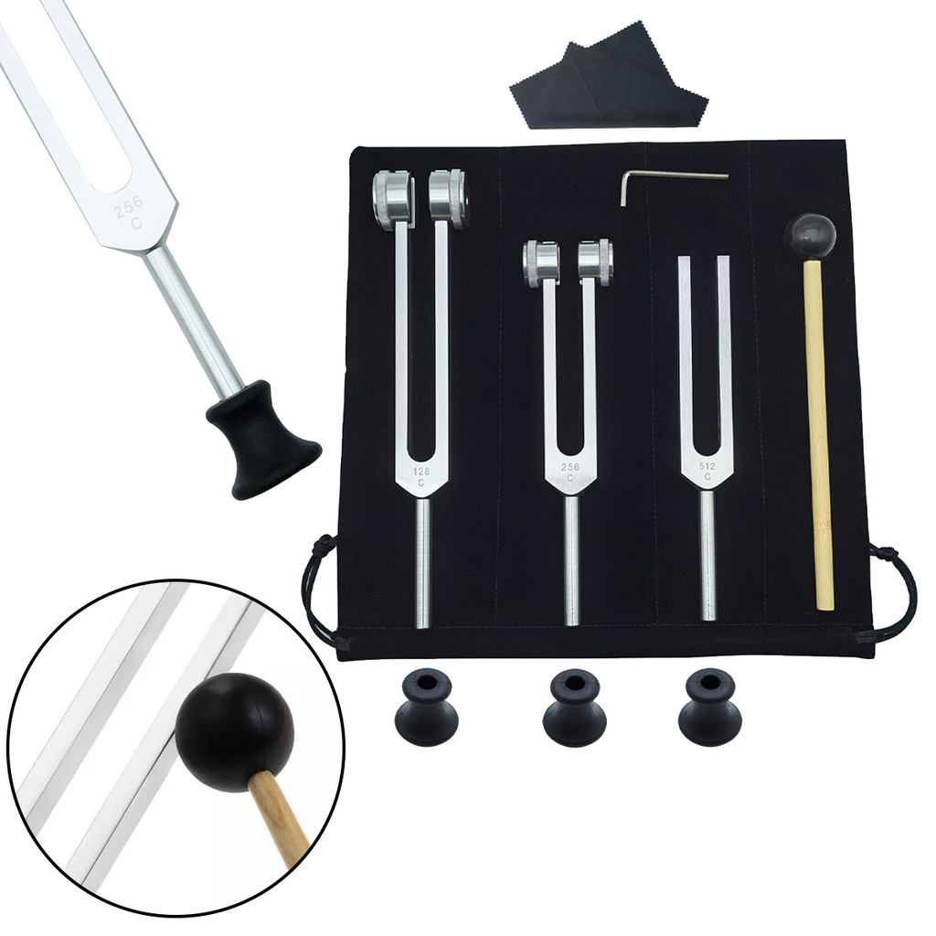 3Pcs Tuning Fork Set (128Hz 256Hz 512Hz ) For Healing Chakra Sound Therapy Reliever Stress